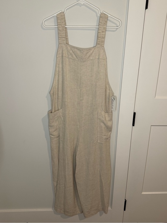 Ces Femme Pants - Ces femme Beige Linen-Blend Wide Leg Overalls
